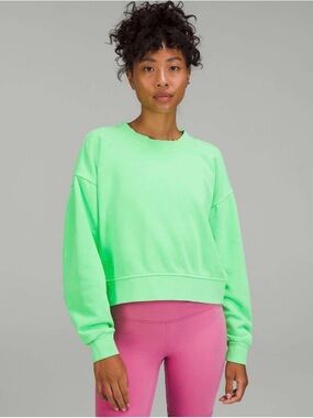 lululemon Neon Scream Green Oversized Cropped Crew
